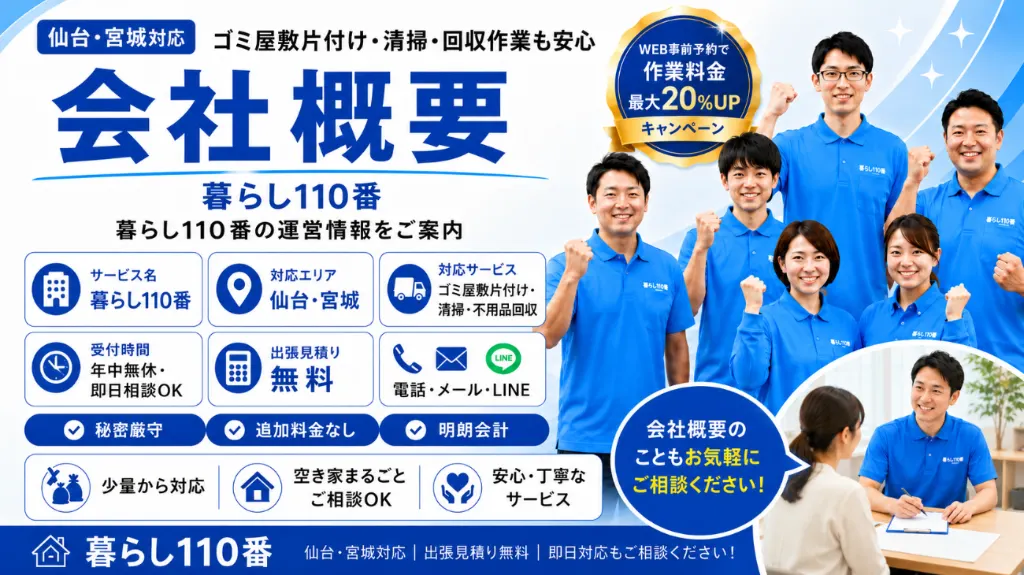 会社概要|仙台・宮城のゴミ屋敷片付け 暮らし110番