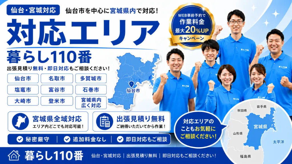 対応エリア｜仙台・宮城のゴミ屋敷片付け アクア